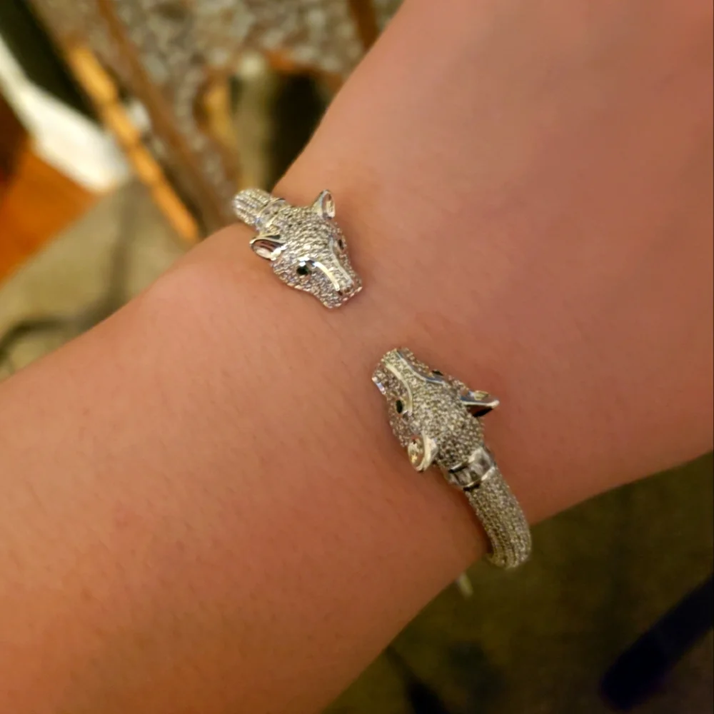 Silver plated panther bracelet Cubic Zirconia - Picture 1 of 3